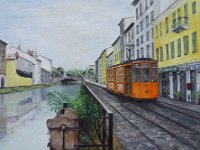 Il tram sul Naviglio Grande  Olio su tela - 40 x 50